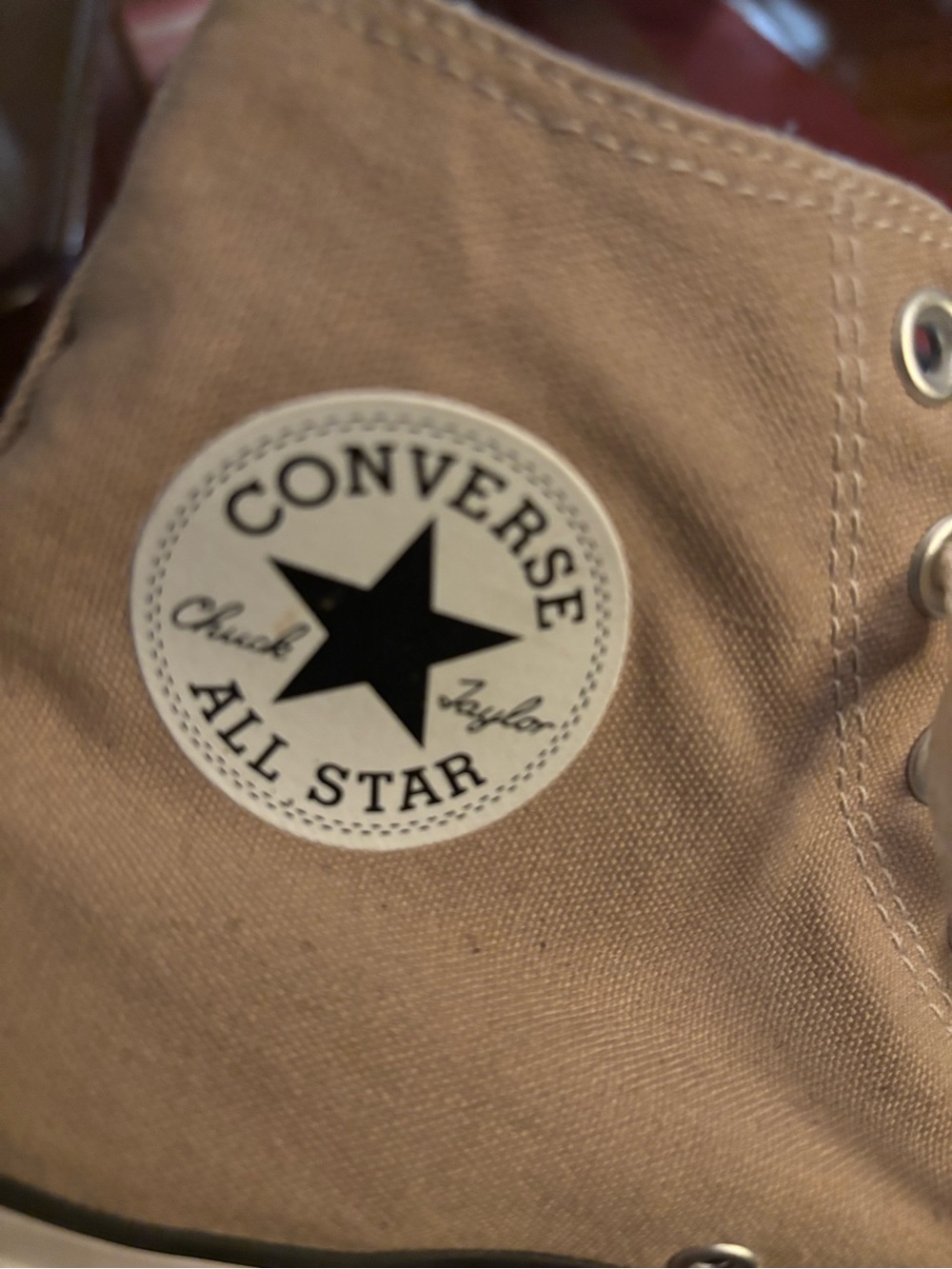 Men’s High-Top Canvas Sneakers in Tan with Green Camo Lining - Picture 7 of 9